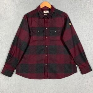 FjallRaven Canada Shirt Womens XL Red/Black Plaid Flannel Comfort Fit Wool Blend